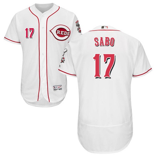 Reds #17 Chris Sabo White Flexbase Authentic Collection Stitched MLB Jersey